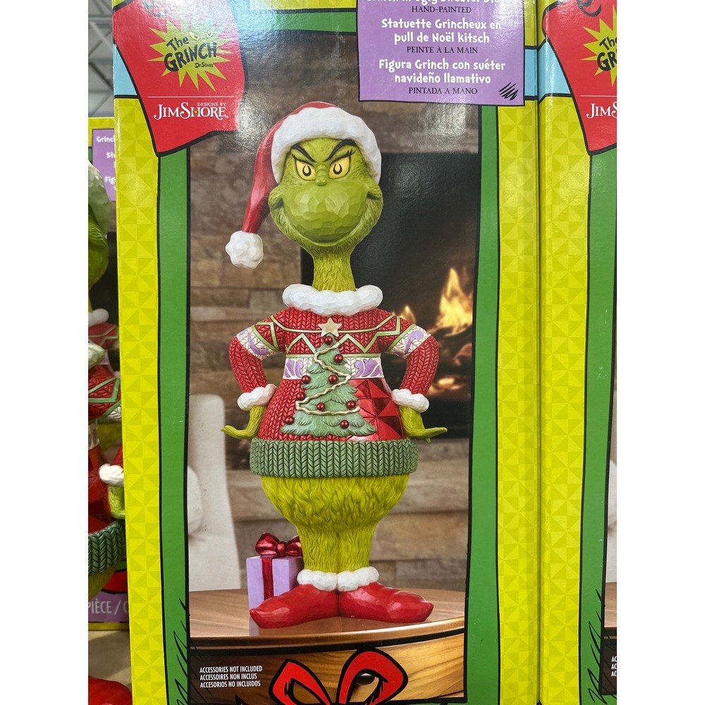 Jim Shore Dr Seuss The Grinch in Ugly Sweater 20" Hand Painted Statue Figurine